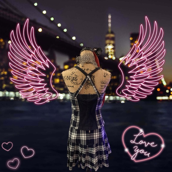 Tripp Nyc black & white plaid print schoolgirl corset & skirt set - Picture 17 of 17